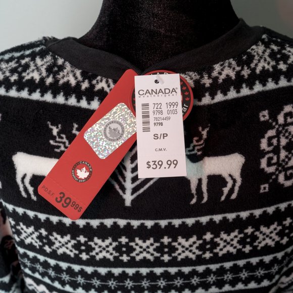 🎄NWT Canada Weather Gear PajamaTop - Black -Small - Picture 3 of 3